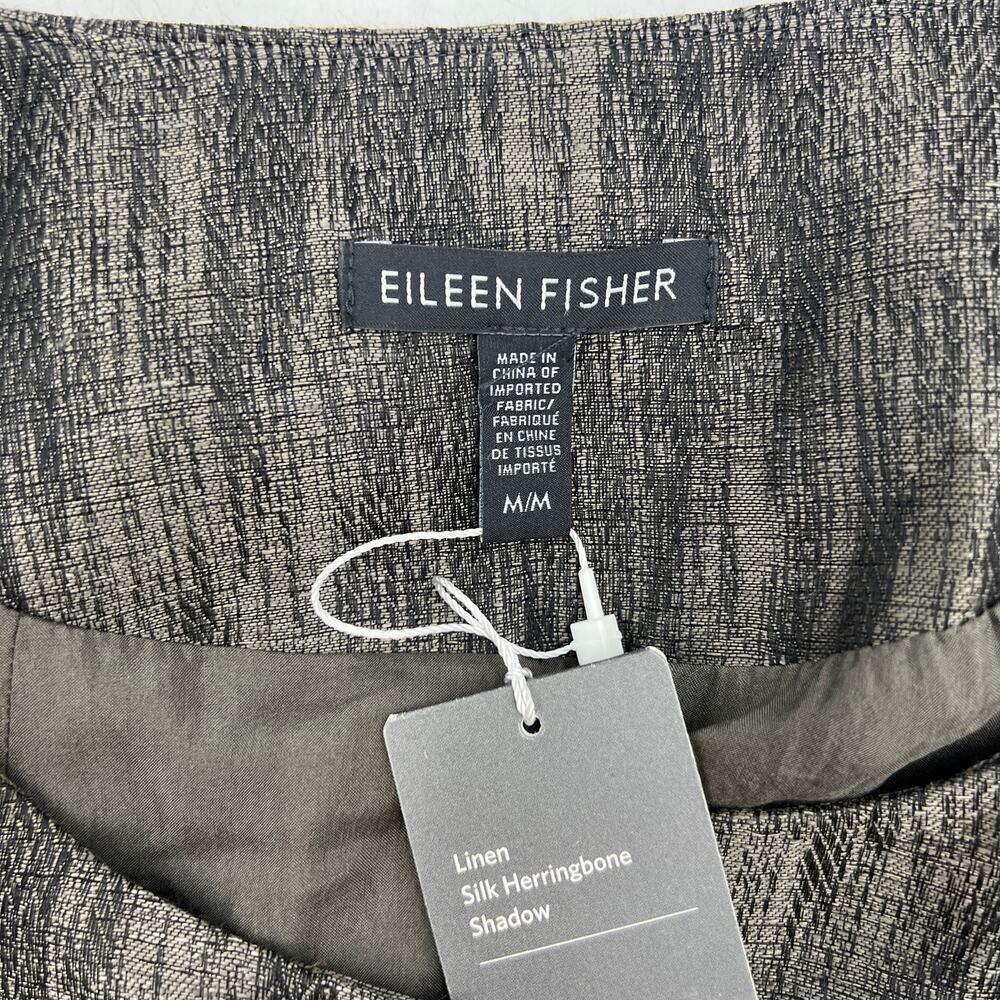 Eileen Fisher Linen Silk Herringbone Shadow Swing Jacket - Picture 3 of 11